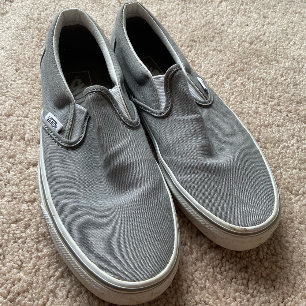 grey slip on vans